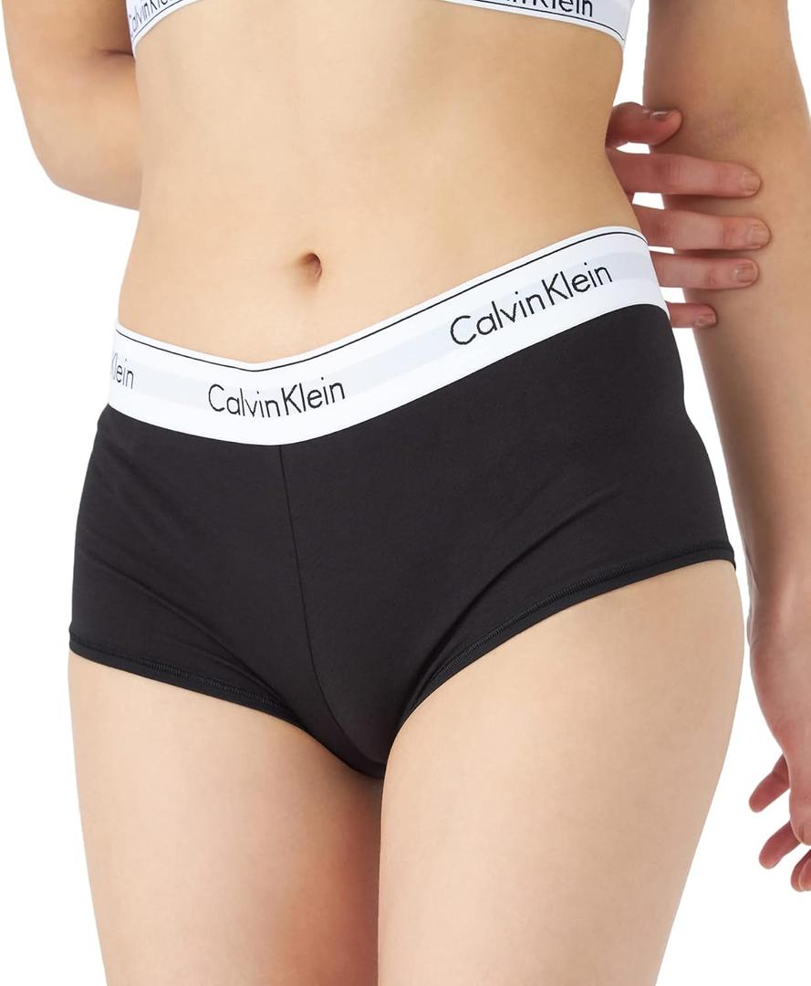 Calvin Klein Women's Cotton Boyshort Panty (Black)