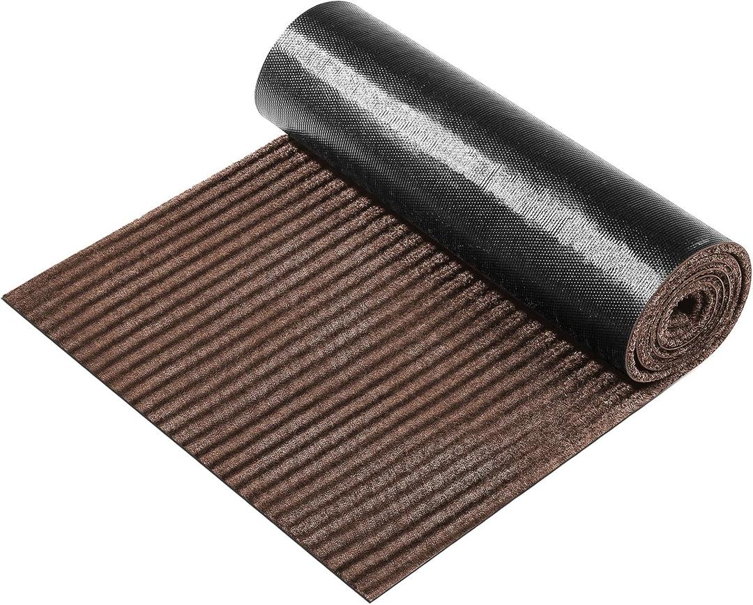 Nuanchu 1 Roll Large Semi-Finished Striped Doormat 17 x 29 Inch Narrow Door Mat Non Slip Doormats Waterproof Carpet Roll for Bathroom Entryway Indoor Outdoor(Coffee)