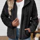 EVALESS Fleece Jacket Womens Sherpa Jacket Long Sleeve Zip Up Coat Winter Clothing Fashion 2025 (XL)