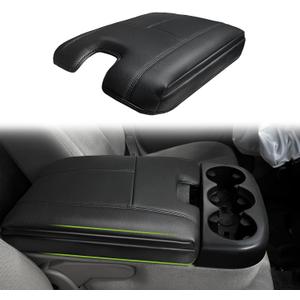 Muslogy Center Console Armrest Cover Fit for Chevy Silverado/Tahoe & GMC Sierra/Yukon 2007-2013 Accessories, Comfort Armrest Pad Console Lid Cushion Vegan Leather 1-Inch Extra Thick(Jump Seat ONLY)