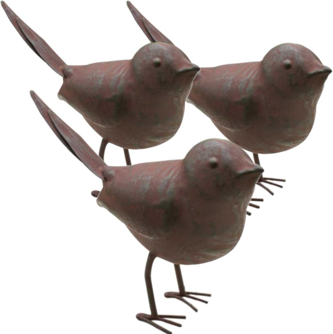 Decorative Small Cute Songbird Song Bird Statue Figurine Home Dcor, 5.5" x 4" x 2", Rust/Brown(3)