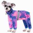 Dog Coats for Small Dogs, Polar Fleece Dog Pajamas Bodysuit, Puppy Onesies Tie Dye Jumpsuits, Dogs Warm Clothes Four-Legged, Doggie Fullbody Winter Jacket Vest M
