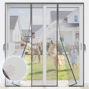Heavy Duty Magnetic Screen Door Mesh - Hand-Free Door Net Screen with 100 Magnets, Pet & Kid Friendly, PET Fine Mesh Doors Screens Keep Bug & Mosquito Out Fit Sliding Patio French Doors Size 48" x 80"