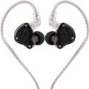 Linsoul KZ ZS10 Pro, 4BA+1DD 5 Driver in Ear Monitor, HiFi Wired Earbuds, Gaming Earbuds, Hybrid IEM Earphones with Stainless Steel Faceplate, Detachable Cable for Musician(with Mic, Dark Black)