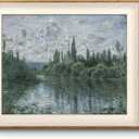 VIYYIEA Framed Canvas Wall Art, River Landscape Wall Art for Living Room, Vintage Natural Oil Painting Picture, Beautiful Scenery Home Decor, Bathroom Wall Decor -【Banks of the Seine】24x36