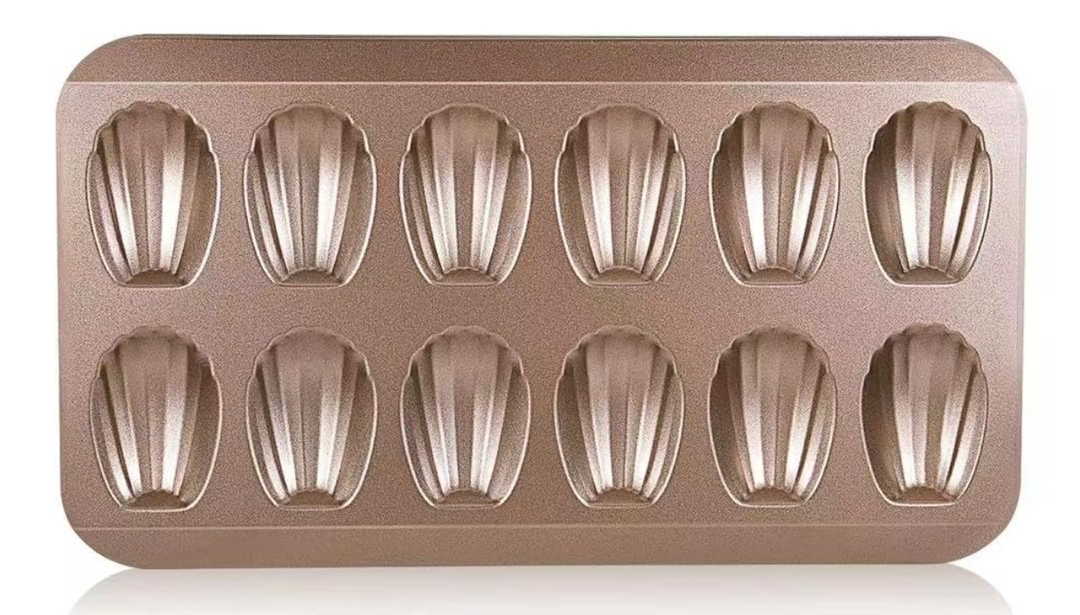 Madeleine Pan for Baking, 12 Cavity Heavy Duty Shell Shape Baking Mold Nonstick Cookie Cake Pan for OvenGold, 1 ct
