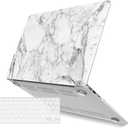 IBENZER Compatible with  MacBook Air 13 Inch Case (20102017 Release). Models: A1466 / A1369, Plastic Hard Shell Case with Keyboard Cover for Mac Air 13, White Marble, A1301WHMB+1A