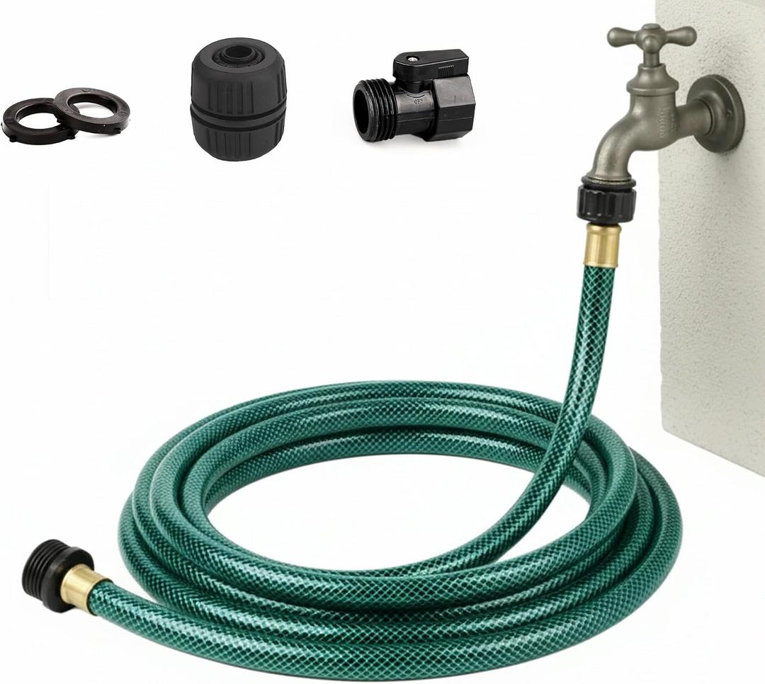 Garden Hose Durable for Patio Cleaner: Heavy Duty 15 FT 1/2 Inch PVC Hose with GHT Fittings for High-Pressure Watering Tasks