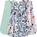 Baby Sleep Sack 12-18 Months 3 Pack Baby Wearable Blanket 100% Rayon Cotton 2-Way Zipper Toddler Sleeping Sack .Comfy Soft Lightweight TOG 0.3 (Rabbit&Rocks&Green,)