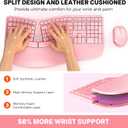 MEETION Ergonomic Keyboard and Mouse Combo, 2.4G Cordless Split Keyboard with Cushioned Palm Rest, Vertical Wireless Mouse, Natural Typing Full Size Keyboard, for Windows/Mac Pink