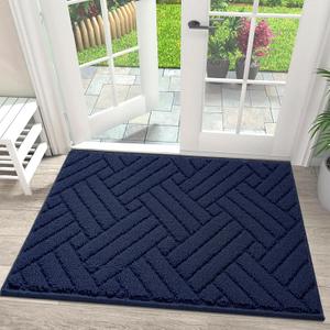 BEQHAUSE Door Mat Indoor Doormat, Entryway Rug Door Mats Non-Slip Rubber Backing, Low-Profile Entrance Rugs, Absorbent Resist Dirt Doormats Floor Door mat for Entryway, Navy Blue 32"x48"