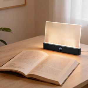 Book Light, Rechargeable Clear LED Flat Reading Light with 3 Colors & Timer, Dimmable Panel Plate Lamp Book Full Page Light for Reading in Bed at Night, for Women Readers Kids Book Lovers (Black)