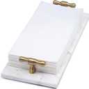LIN CHUAN Marble Napkin Holder, Guest Towel Holder Tray, White Marble Tray for Bathroom & Kitchen Countertop with Brass Handles, Decorative Bathroom Napkin Holder for Home Decor