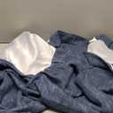 jinchan Burlap Look Curtains 84 Inches Long Textured Curtain for Living Room Light Filtering Farmhouse Drapes Rod Pocket Window Curtain Drape for Bedroom 2 Panels Blue Curtains