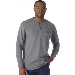 Wrangler Mens Long Sleeve Henley (XX-Large, Charcoal Gray)