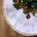 Tatuo Christmas Tree Skirt Wedding Ruffle 4 Layer Tulle Round Fluffy Sparkly Skirt Tree Mat Ornament for Christmas Holiday Decoration(31.5 Inches,White)