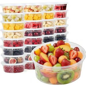 Food Storage Containers [30 Set] x [8 oz] Plastic Deli Containers with Lids Slime Soup Meal Prep Reusable | BPA Free | Stackable | Leakproof | Microwave/Dishwasher/Freezer (30 Set, 8 oz)