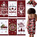 Newwiee 6 Pcs Christmas Bathroom Towel Buffalo Plaid Absorbent Bath Towel Set 60 x 30 Inch Large Pattern for Holiday Beach Shower(Red and Black,Classic Style)