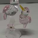 Crystal Bird Figurines Kingfishers Glass Birds on A Branch, Paperweight Collectible Figurines Glass Animals Kingfishers Valentines for Women Home Decor (Pink)