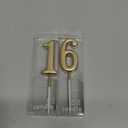 16th Birthday Candles Cake Number Candles Happy Cake Topper Decoration for Birthday Wedding Anniversary Celebration Party Favor, 3.54 Inches Total Length (Champagne Gold)