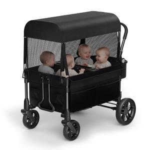 Fldofaves Wagon Stroller for Kids, 4-Seat Kid Wagon for Toddlers, Multi-Child Baby Wagon Stroller, Heavy-Duty Kids Wagon with Canopy, Large Foldable Toddler Stroller Wagon for Outdoor Travel