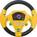 Steering Wheel Simulated Toy for Kids Babies 3+ Years Old, Small Electronic Simulated Driving Driver Racing Toy with Sound (Yellow)