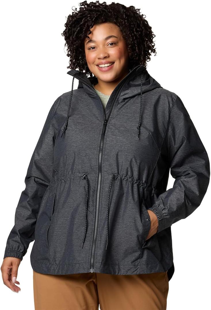 Columbia Womens Lillian Ridge II Waterproof Rain Jacket, Black, Large