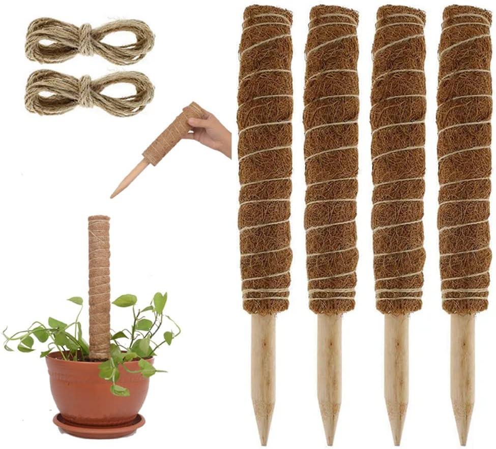 Coir Moss Poles, 4PCS 11.8 Inch Plant Poles for Climbing Plants, Moss Stick for Indoor & Outdoor Plants Climbing