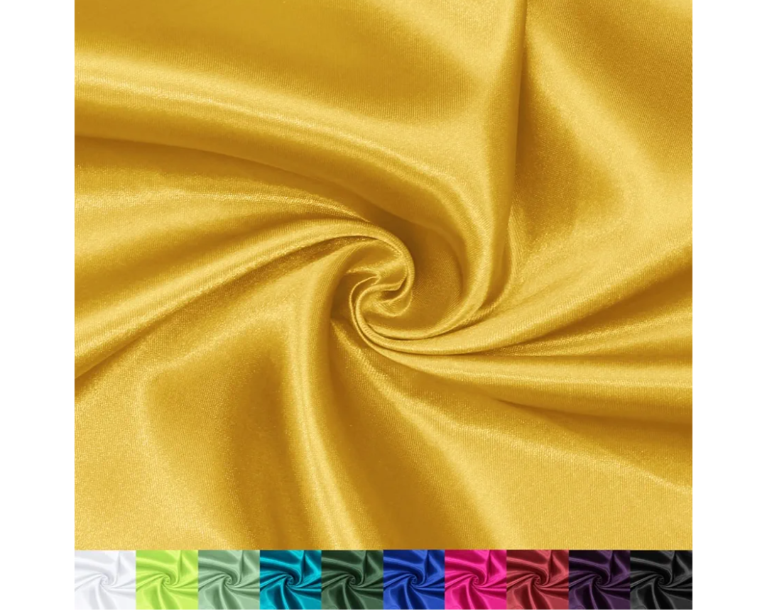 P Pothuiny 60 Inch Wide Gold Satin Fabric by The Yard, Silky Charmeuse Satin Fabric for Bridal Wedding Dress Decor DIY Apparel Crafts, 1 Yard