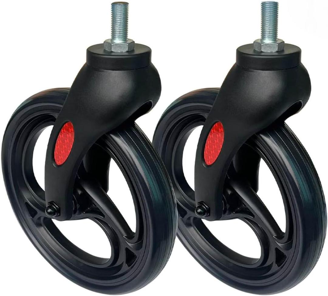 8 Inch Front Wheel with Fork Drive Assembly, 360 Rotation, Replacement Wheel for Wheelchairs, Transport Chairs, Rollators, Walkers. (1Pr Black)