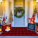 Ckorzen Red and Black Plaid Rug, 4' x 6' Christmas Halloween Outdoor Front Door Decor Mat, Cotton Hand-Woven Washable Rug for Layered Door Mats Carpet for Porch, Entryway