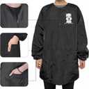 Waterproof Pet Grooming Smock with Zipper Long Sleeves Pet Grooming Work Clothes with Two Pockets Dog Cosmetologist