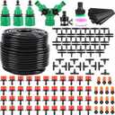 Drip Irrigation System, 164FT Garden Irrigation System 1/4, Blank Distribution Tubing Watering Drip Kit Automatic Irrigation Equipment for Garden Greenhouse, Flower Bed, Patio, Lawn