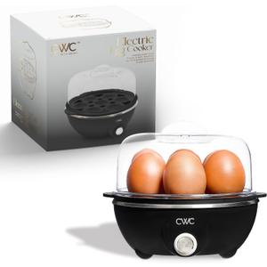 COOK WITH COLOR 350W Electric Double Layer Egg Cooker - Egg Boiler for Hard Boiled, Soft Boiled, and Omelettes, 6.1x6.1x5.5, Black (Single Tier)