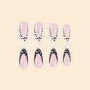 3 x French Tip Press on Nails Short Almond Fake Nails Press ons with Polka Dots Design Polka Dot Nails Glossy Acrylic Full Cover Glue on Nails Reusable Stick on Nails for Women Manicure 24Pcs