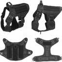 No-Pull Tactical Dog Harness for Large Dogs – Adjustable 1000D Nylon Vest with Reflective Straps, Heavy-Duty Training Harness & Leash Set – Service, Military & Police K9 Gear (Black, M)