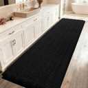 ACCUMTEK Striped Black Bathroom Rug Mat 48"x17" Ultra Soft, Non Slip Chenille Bath Rugs, Absorbent Plush Shaggy Bath Mats for Bathroom, Bedroom, Kitchen, Shower, Tub (1'5" x 3'11" (Runner))