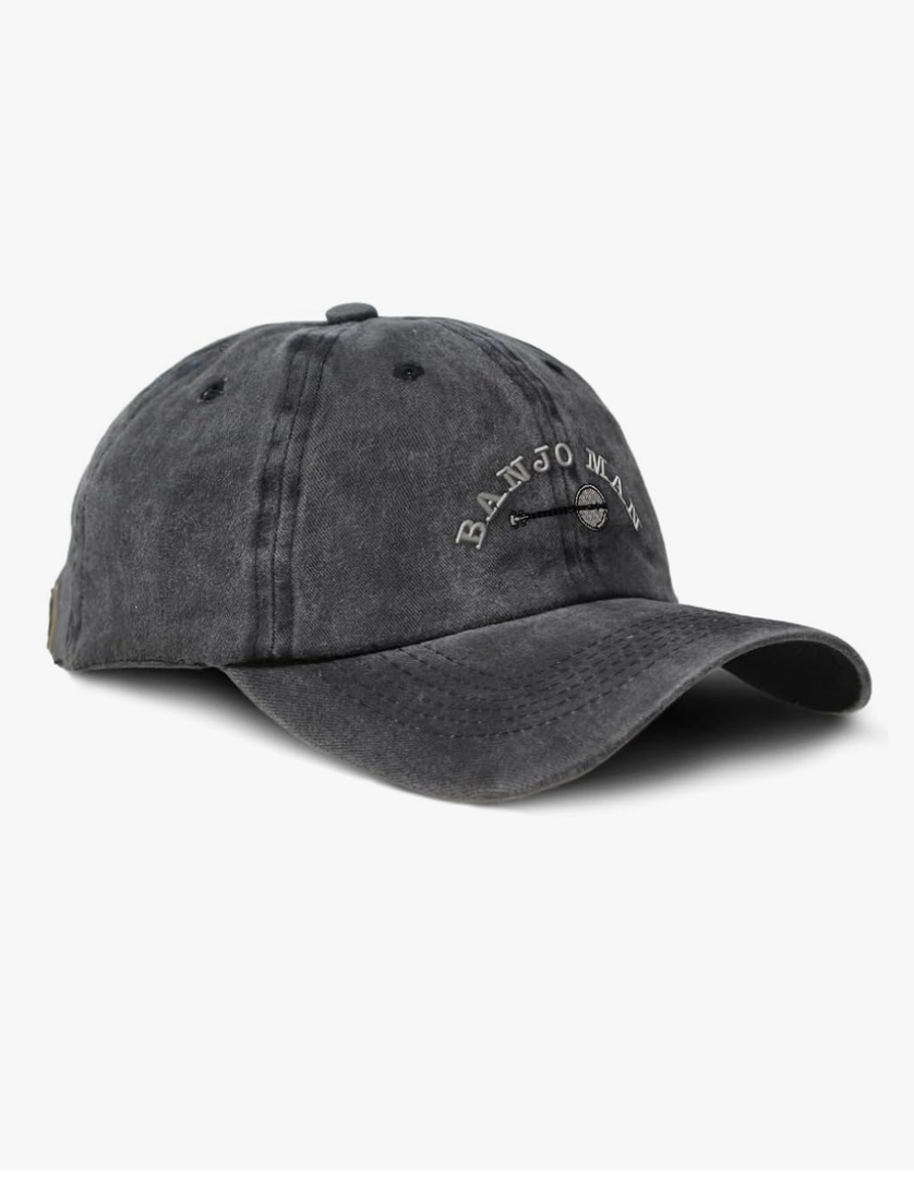 Soft Baseball Cap Embroidered Dad Hat Banjo Man Embroidery Vintage Hats Washed Baseball Cap Cotton One Size Black Design Only