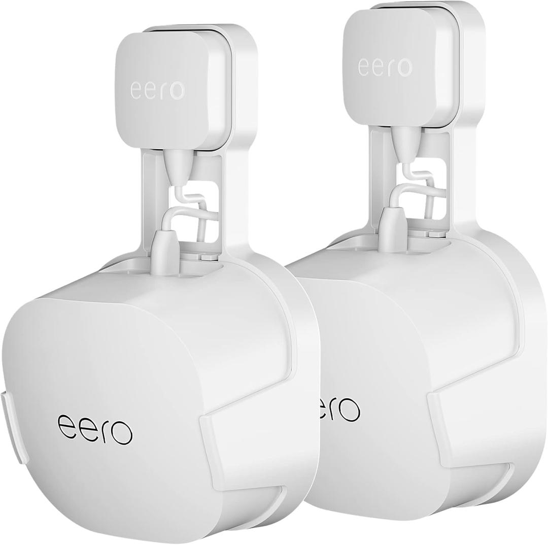 COOLWUFAN Outlet Wall Mount Holder for eero 6 or eero 6+ mesh Wi-Fi System [NOT Fit for eero mesh], No Messy Wires, Easy to Install Mount Holder for eero 6 & eero 6+ mesh Wi-Fi System (2 Pack)