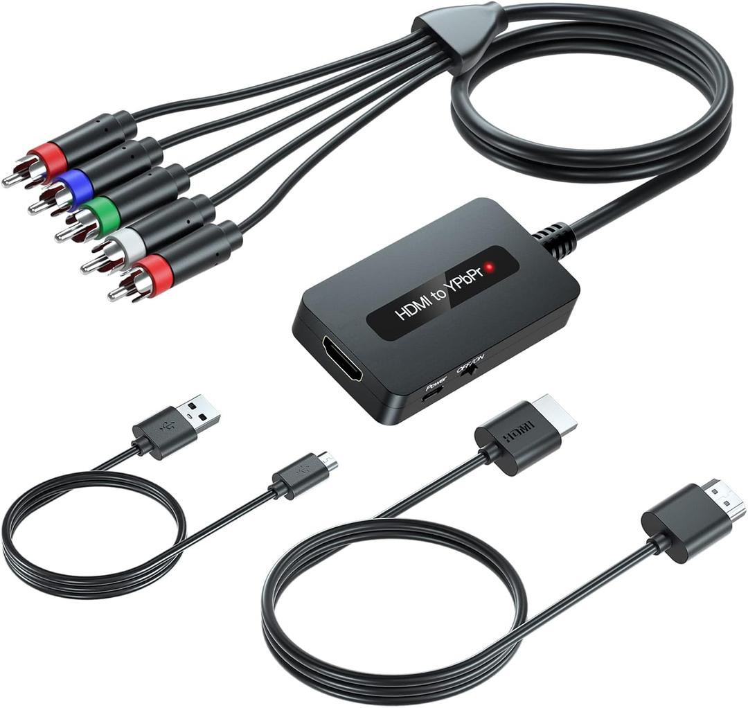 HDMI to Component Only Converter Cable with HDMI and Component Cables, 1080P HDMI to YPbPr Only, HDMI in Component Out Converter for DVD/STB/PS3/PS4