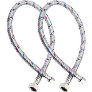 12" Faucet Hose Connector, 3/8" Comp x 1/2" FIP Braided Stainless Steel Faucet Water Supply Lines for Bathroom Kitchen Sink Faucet 2Pcs