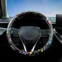 Multicolor Wildflower Steering Wheel Cover Auto Jacquard Steering Wheel Protector, Anti-Slip, Breathable, Absorbing Sweat, Universal Car Accessories 14.515 inch,Fit for Most Car, Trucks, SUV