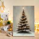 Poecinvi Christmas Tree Canvas Wall Art Prints, Christmas Home Room Decor, Winter Xmas Pine Tree Wall Art Posters for Home Bedroom Living Room Decor, 15x12 Framed