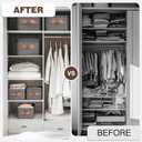 Toolola Large Storage Baskets for Shelves 3 Packs, Fabric Storage Bins for Shelves with Handles, 16.1'' L 12.2'' W  8.2'' H Collapsible Baskets for Organizing Clothes, Toy, Grey