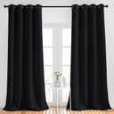 NICETOWN Patio Blackout Curtain Shades - Summer Home Decoration Thermal Insulated Grommet Blackout Draperies/Drapes for Kitchen (2 Panels, 52 inches x 95 inches,Black)