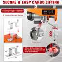 440Lbs Electric Hoist with Remote Control,510W Electric Winch with Zinc-Plated Steel Wire Hoist for Garage, Warehouses, Factories 39.4ft Lifting Height with Emergency Stop Switch