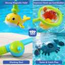 TOY Life Bath Toys for Kids Ages 1-3, Magnetic Fishing Game with Mold Free Wind Up Bath Toys for Toddlers 1-3 & Toy Fishing Pole & Fishing Net, Water Table Pool Fun Bathtub Toys for Baby Infant