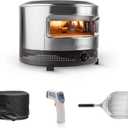Solo Stove Pi Prime 21" x 16" Stainless Steel Propane Outdoor Pizza Oven Bundle with IR Thermometer, Stainless Peel & Shelter 12" Panoramic Opening, Demi-Dome Heating, 90-Second Artisan Pizzas