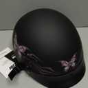 VCAN Cruiser Intricate Butterfly Motorcycle Half Helmet (Large, Flat Black Butterfly)