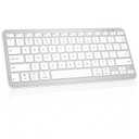 Qulose Bluetooth Keyboard, Ultra-Slim Wireless Keyboard for iPad, Rechargeable Ergonomic Computer Keyboard for iOS, Android, Windows PC Tablets Phone, White Silver